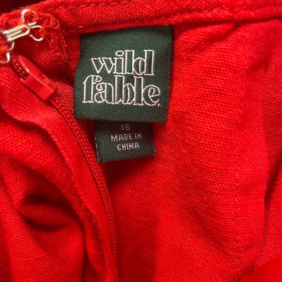 Wild Fable Women's Linen Lace Tie Back Summer Midi Slip Dress Red Size 16 - Picture 5 of 6